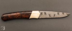    Couteau " 1820 " par Nicolas Mestrallet - Atelier du couteau de Vaunaveys - Damas mosaïque et bois de fer