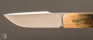 Couteau " Art Déco " custom ivoire de mammouth et RWL-34 par Christophe Arbogast