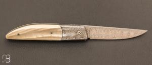    Couteau  "  Ball Release " damasteel custom par Des Horn