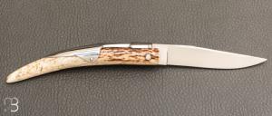   Couteau de poche Bieslois 11 cm Bois de cerf par J. Mongin