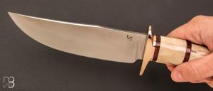 Couteau " Bowie " bois de cerf et lame en 100C6 par Laurent Gaillard