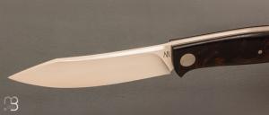    Couteau " Burpee " lock back custom par Frédéric Collin - Bois de fer et lame en RWL34