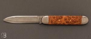  Couteau  "  Canif " de Maxime Rossignol - La Forge de Max - Loupe de thuya et lame VG10 suminagashi