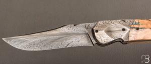   Couteau  " Clint " par Florian Keller - Mammouth et damas plume