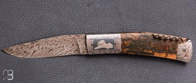  Couteau Nordique Custom pliant de Jukka Hankala - Mammouth damas