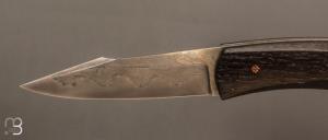 Couteau " Pièce unique " par Alain & Joris Chomilier - Damas carbone de Baker Forge et morta