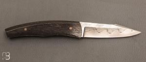 Couteau " Pièce unique " par Alain & Joris Chomilier - Damas carbone de Baker Forge et morta