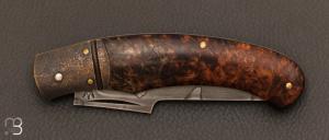 Couteau   "  Esperenza " pliant custom loupe d'amboine stabilisé par Nicolas Weber