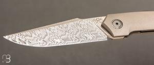  Couteau " Frame-lock " custom par Romain Lopez - Titane et Damasteel