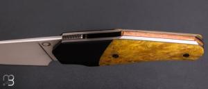   Couteau " Front-flipper custom " par Fabio Pitton - Loupe d'érable stabilisée et lame en M390