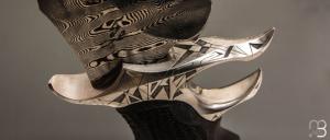  Couteau " Grand Fighter Sub hilt  " de Samuel Lurquin - Damas et G10 gravé par S. Raoux