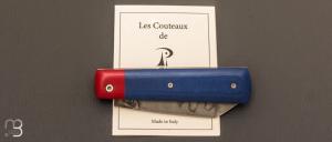 Couteau " Grand Schtroumph " cran plat Micarta et lame en C130 de Garaboux Jean Philippe - Les couteaux de Pi