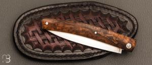   Couteau " Harpo " custom par Anthony Brochier - Loupe de buis et lame en RWL34