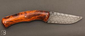    Couteau « Ibex » custom par Cyril Doche - Bois de fer et damas mosaïque