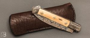  Couteau " Issoire " de Jean Pierre Veysseyre - Ivoire de mammouth et damas