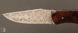  Couteau  "  custom "  par Joël Grandjean - bois de fer d'Arizona et damasteel