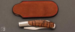  Couteau  "  KaLevEs " lock back artisanal de Cyril Kalisz - Koa et RWL-34