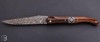       Couteau " Laguiole 12cm mitre centrale " par Laguiole en Aubrac - Bois d'aubrac et lame damas