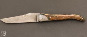   Couteau " Laguiole Authentique 13 cm" par Rozelier Fabien - Ty Coutelier - Ivoire de mammouth et lame damas