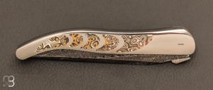  Couteau " Laguiole " par Charlie Bennica - Lame damas de David Brénière et inlays mokumé-gané 