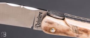   Couteau " Laguiole Feuillage 12cm " par Philippe Voissière - Ivoire de Mammouth