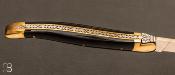 Couteau Laguiole pointe de corne 12 cm - Mitres laiton