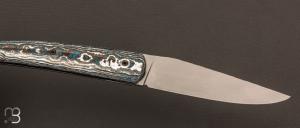  Couteau  "  Le Passager " de Pierre Thomas - Atelier Odae - Fatcarbon "Frost" et 14c28n