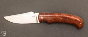 Couteau   "   Le Sturdily  " loupe de bois de fer et lame en 14C28N par Claude Giraud