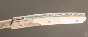   Couteau " Le Thiers " de poche custom par Des Horn - Nacre et Damas