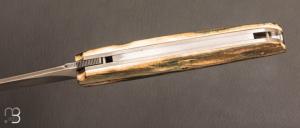 Couteau  "  Light " liner-lock mammouth et damas wootz par Thierry Chevron