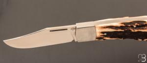   Couteau " Little Bad " custom - Bois de cerf et RWL34 par Franck Souville