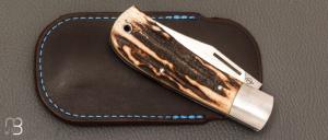   Couteau " Little Bad " custom - Bois de cerf et RWL34 par Franck Souville