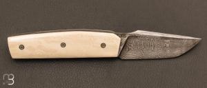  Couteau " Mastard " custom par Christophe Arbogast - Ivoire de mammouth et lame damas de Samuel Lurquin