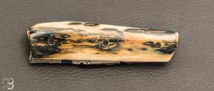 Couteau " Mastard " custom par Christophe Arbogast - Ivoire de mammouth et lame damas de F.Keller