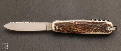 Couteau de poche Canif 3 pièces bois de cerf par J. Mongin