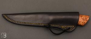  Couteau droit par Nicolas Mestrallet - Atelier du couteau de Vaunaveys - Lame forgée en acier C130 et loupe d'amboine