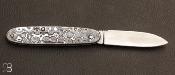 Couteau de poche modèle "Navette" par Berthier - Damas et lame en acier inoxydable