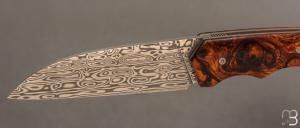  Couteau " New Harfang " custom par Nicolas Kowal - Bois de fer et Damasteel® "Bifrost"