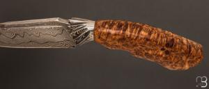   Couteau droit par Nicolas Mestrallet - Atelier du couteau de Vaunaveys - Lame forgée acier damas et loupe d'amboine