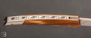   Couteau " ORCA Silver " pliant par l'Atelier Les 2 Diables - Ginkgo stabilisé et 14c28n