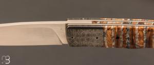   Couteau " P45 " de collection par Philippe Ricard - Molaire de mammouth / Damas et N690