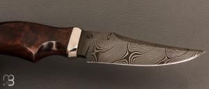   Couteau " Pièce unique " fixe de Samuel Lurquin - Damas et ironwood