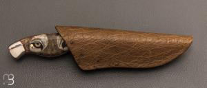   Couteau " Pièce unique " scrimshaw par Gaétan Beauchamp