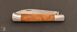  Couteau de poche Roquefort par la coutellerie TMC - Genévrier et lame en acier 12C27