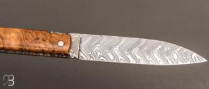  Couteau  " le  Sauveterre " régional pliant - Loupe de teck et lame damas