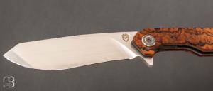   Couteau " UKKO " front flipper par Bouvier Knives - Bertrand Maxime - Bois de fer et lame en RWL34