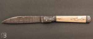    Couteau " Vendetta " custom de Jérôme Bellon - Ivoire de mammouth et lame damas