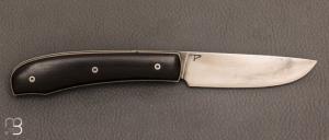 Couteau  " Vintage custom " piémontais à billes par David Lespect - Ebène et 100C6 