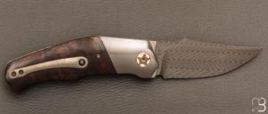    Couteau " XEN " custom par Thierry Savidan - Bois de fer et lame damas Vegas Forge