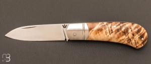 Couteau " Zulu " pliant custom par Nicolas Weber - Fourche de peuplier stabilis et lame en RWL34